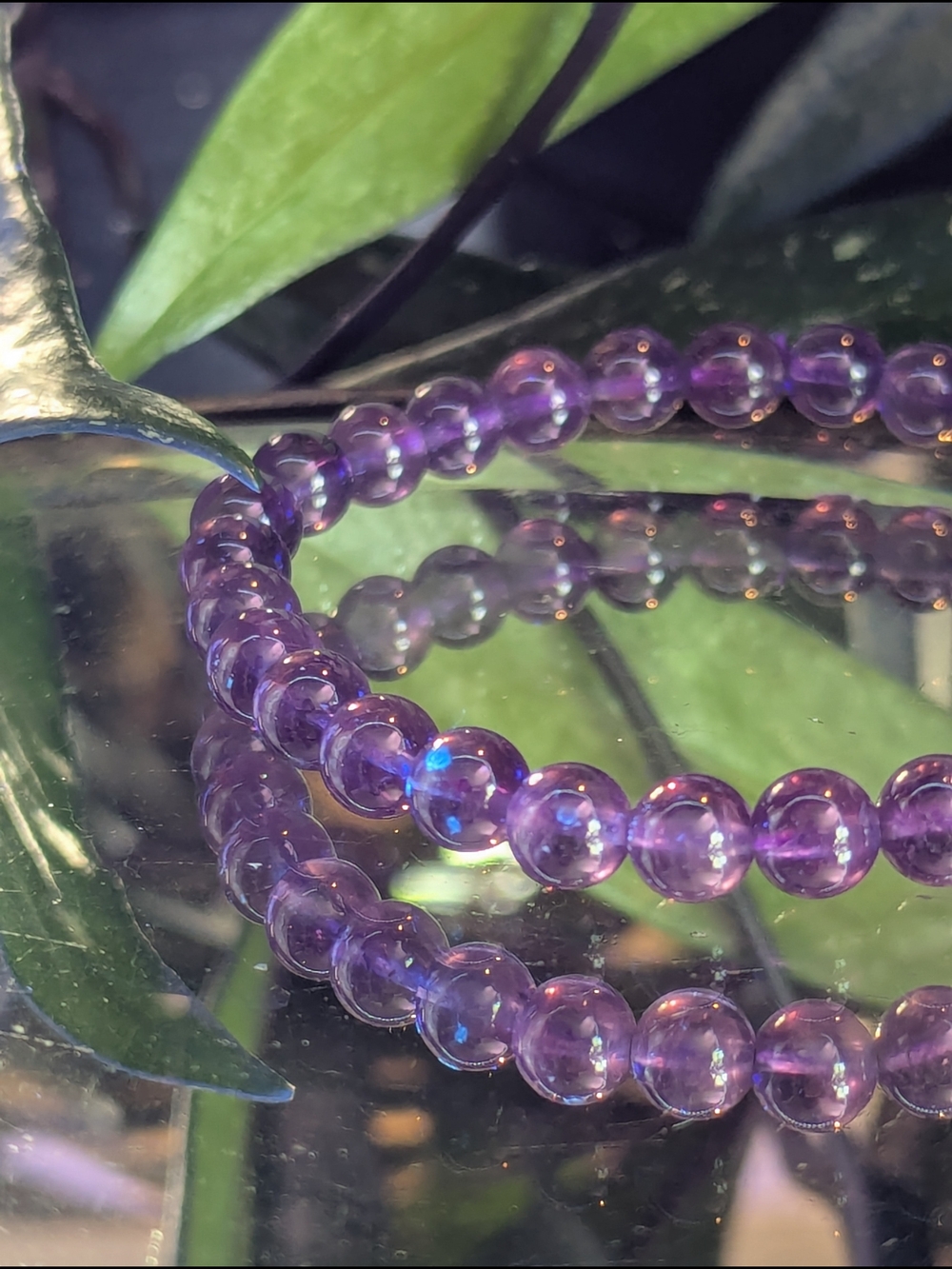 Gemmy Amethyst Crystal Beaded Stretch Bracelet Specimine